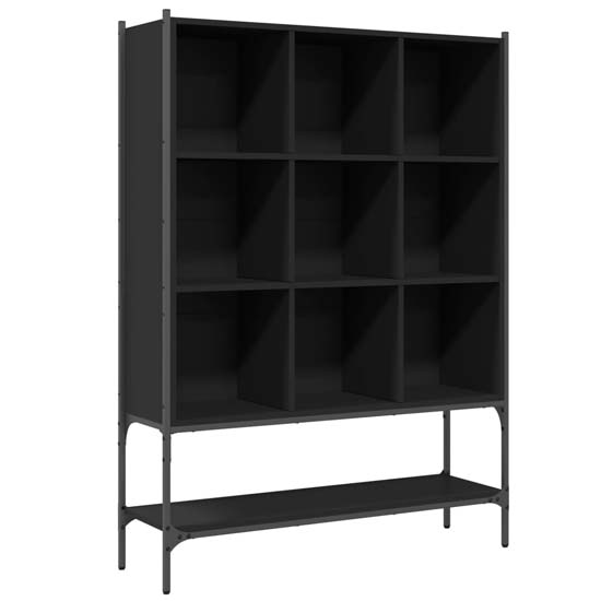 Edisto Wooden Bookcase With 9 Shelves In Black