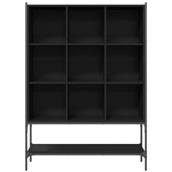 Edisto Wooden Bookcase With 9 Shelves In Black