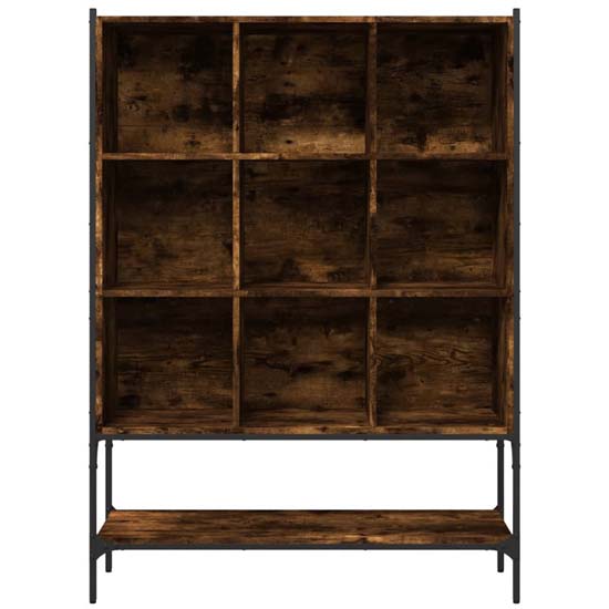 Edisto Wooden Bookcase With 9 Shelves In Smoked Oak