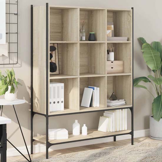 Read more about Edisto wooden bookcase with 9 shelves in sonoma oak