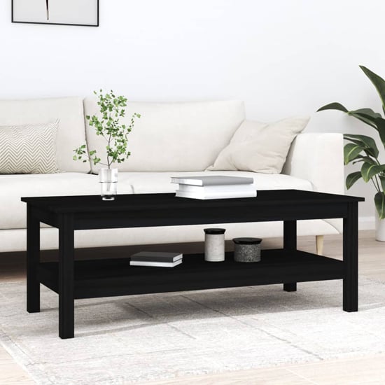 Product photograph of Edita Pine Wood Coffee Table With Undershelf In Black from Furniture in Fashion