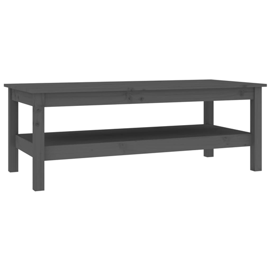 Edita Pine Wood Coffee Table With Undershelf In Grey