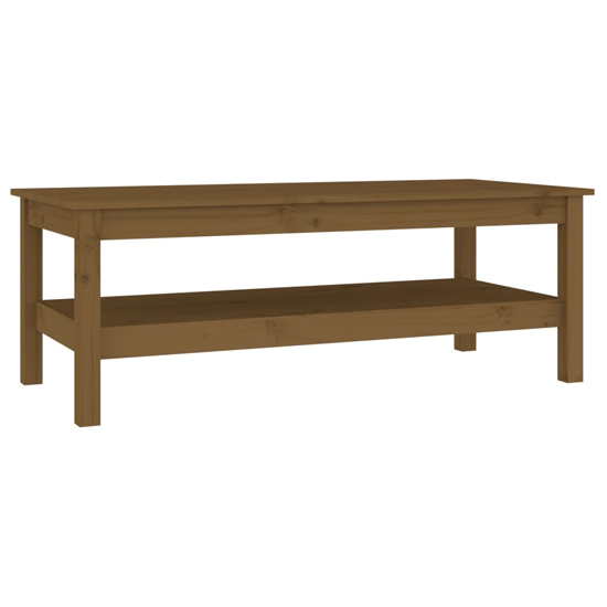 Edita Pine Wood Coffee Table With Undershelf In Honey Brown
