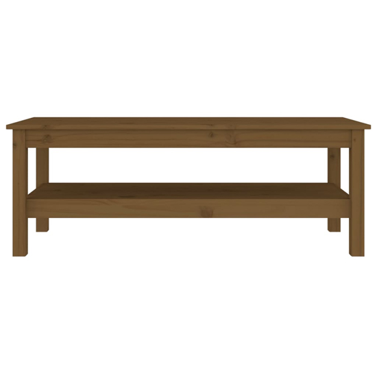 Edita Pine Wood Coffee Table With Undershelf In Honey Brown