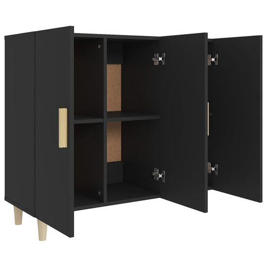 Ediva Wooden Sideboard With 3 Doors In Black_5