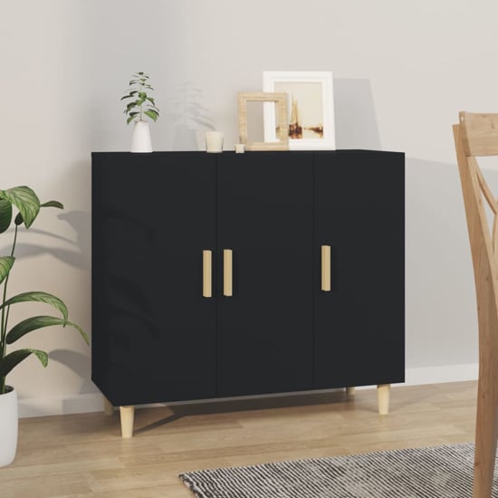 Photo of Ediva wooden sideboard with 3 doors in black