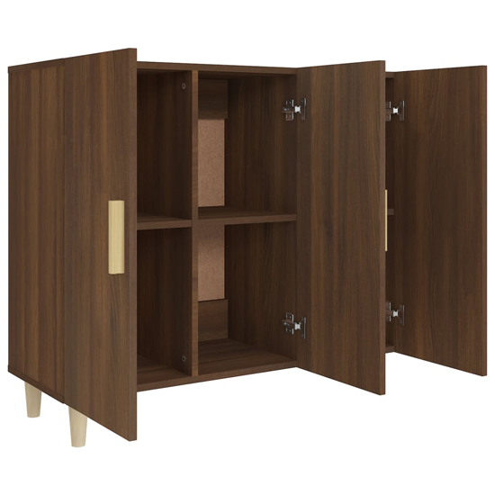 Ediva Wooden Sideboard With 3 Doors In Brown Oak_5