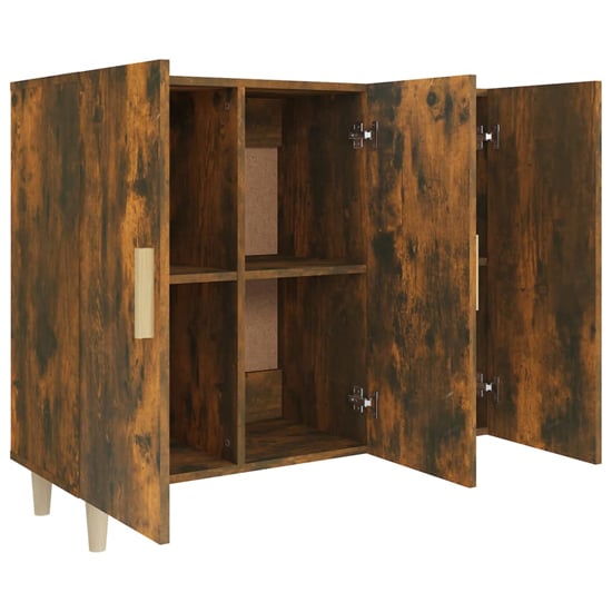 Ediva Wooden Sideboard With 3 Doors In Smoked Oak_5