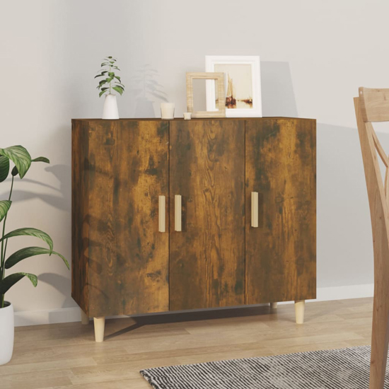 ediva wooden sideboard with 3 doors in smoked oak