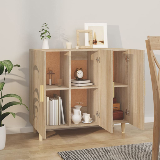Ediva Wooden Sideboard With 3 Doors In Sonoma Oak