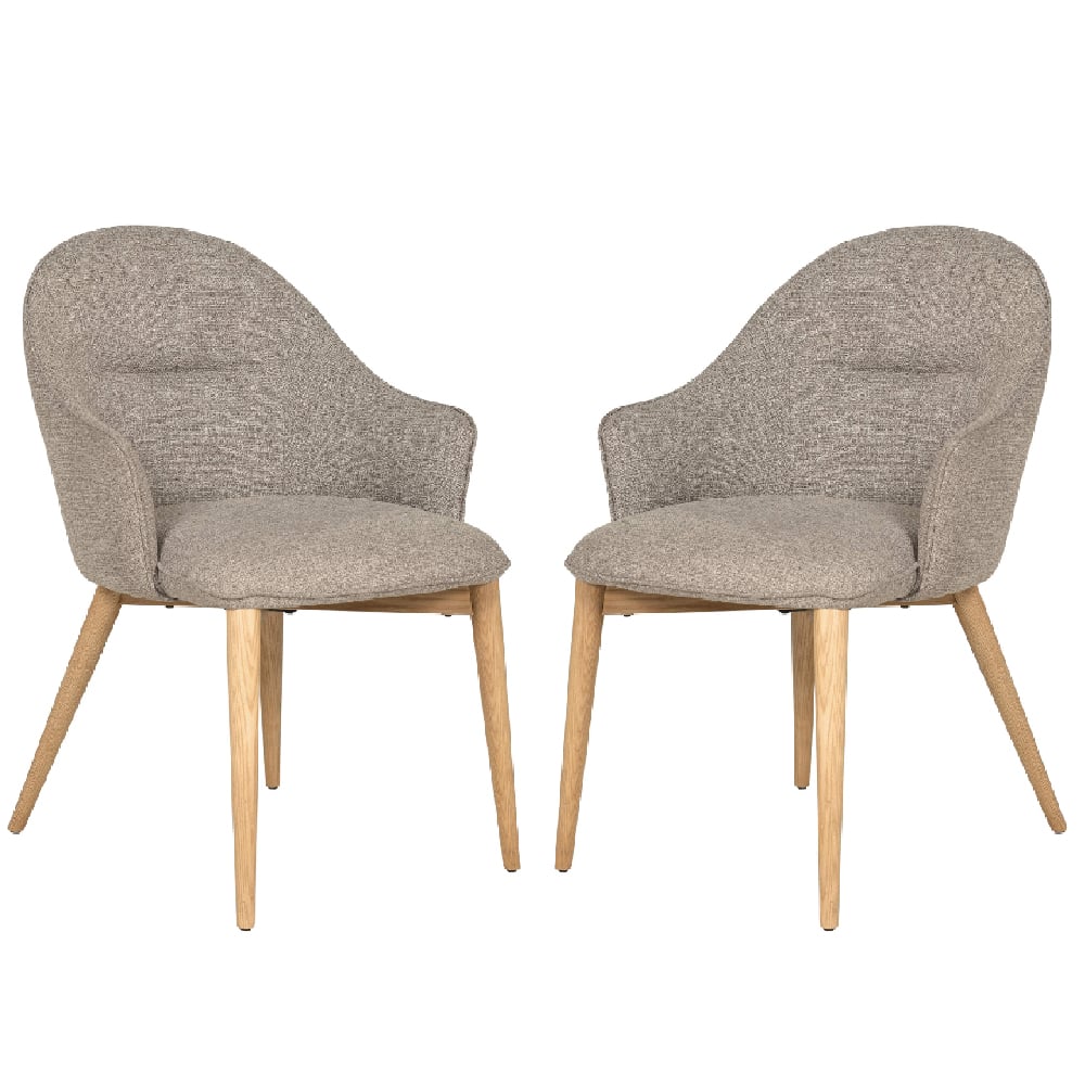 Read more about Edmonton latte fabric dining chairs with oak legs in pair