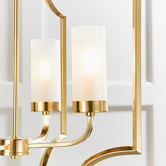 Edrea 4 Lights Glass Ceiling Pendant Light In Satin Brass