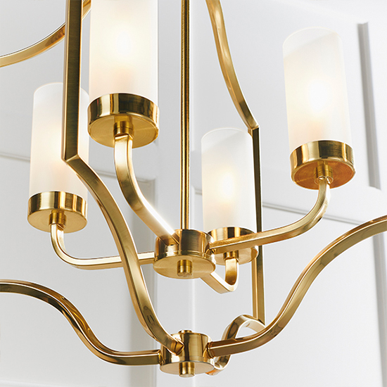 Edrea 4 Lights Glass Ceiling Pendant Light In Satin Brass