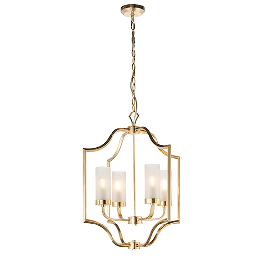 Edrea 4 Lights Glass Ceiling Pendant Light In Satin Brass