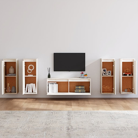 Edsel Solid Pinewood Entertainment Unit In White