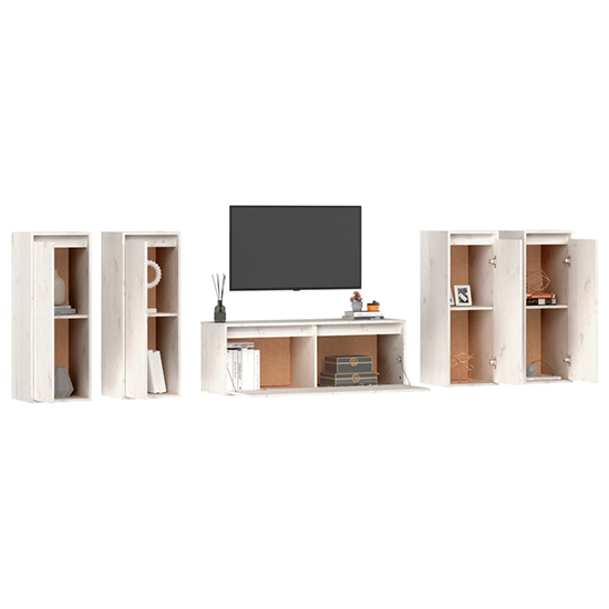 Edsel Solid Pinewood Entertainment Unit In White