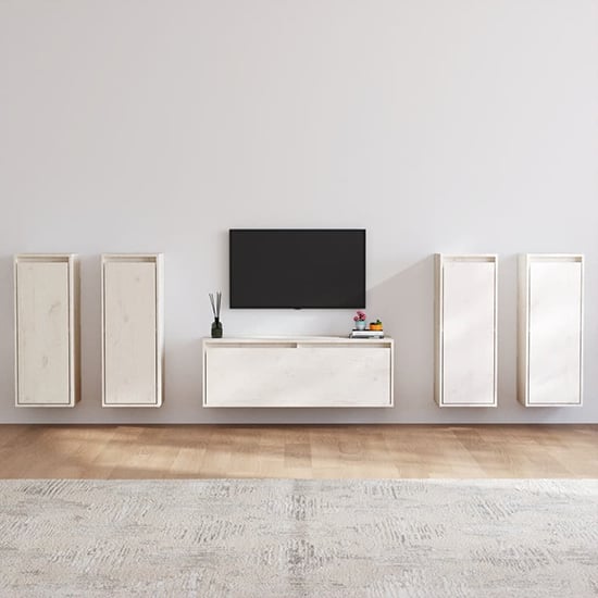 Photo of Edsel solid pinewood entertainment unit in white