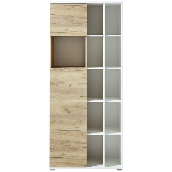 Effie Tall Filing Storage Cabinet In White And Navarra Oak_2