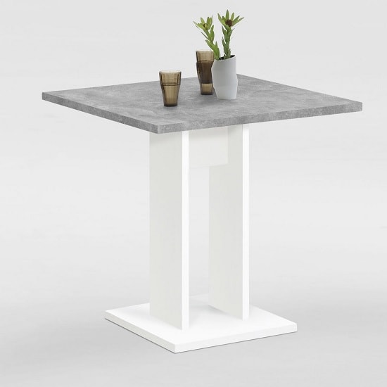 Eiffel Wooden Dining Table Square In Light Atelier And White