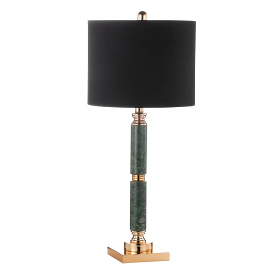Eilat Black Linen Shade Table Lamp With Green Marble Base
