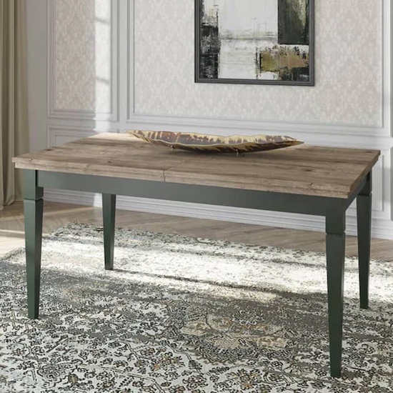 Eilat Extendaing Wooden Dining Table In Green