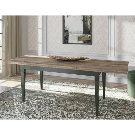Product photograph of Eilat Extendaing Wooden Dining Table In Green from Furniture in Fashion