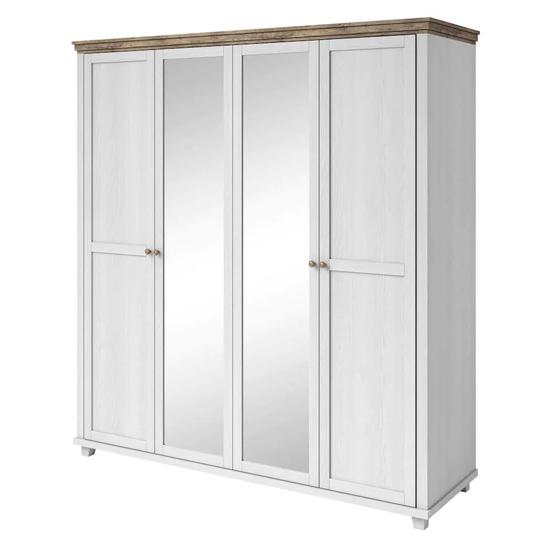 Eilat Mirrored Wardrobe With 4 Doors In Abisko Ash