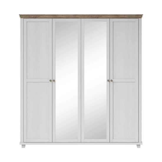 Eilat Mirrored Wardrobe With 4 Doors In Abisko Ash