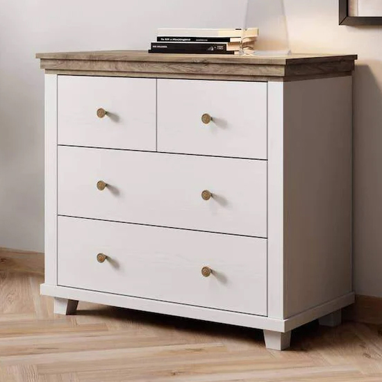 Product photograph of Eilat Wooden Chest Of 4 Drawers In Abisko Ash from Furniture in Fashion