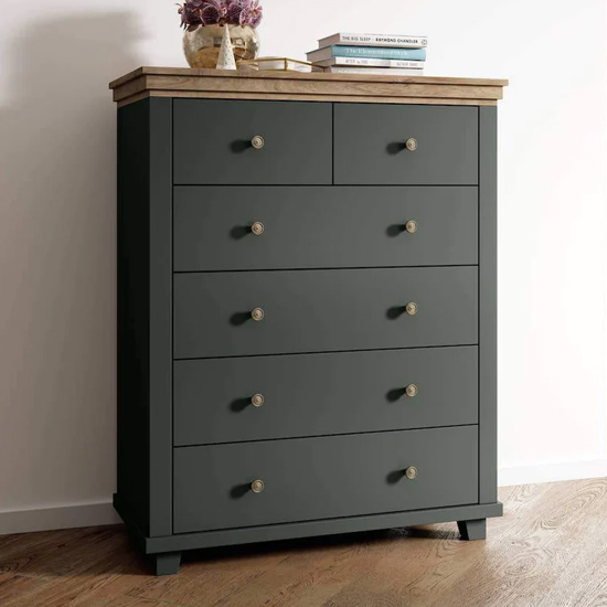 Read more about Eilat wooden chest of 6 drawers in green