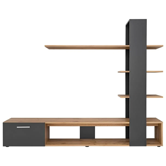 Eilat Wooden Entertainment Unit In Wotan Oak And Black