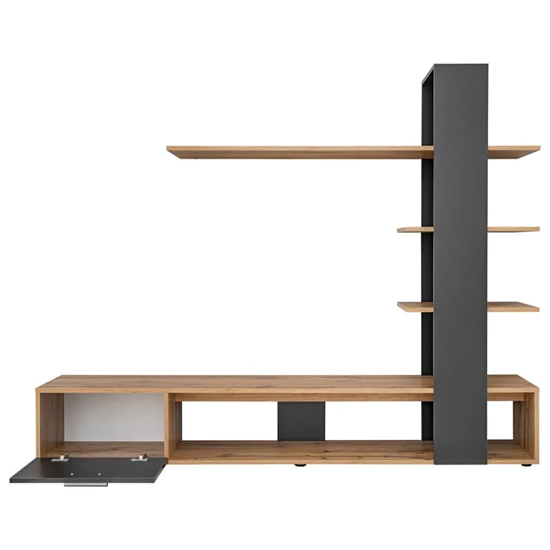 Eilat Wooden Entertainment Unit In Wotan Oak And Black