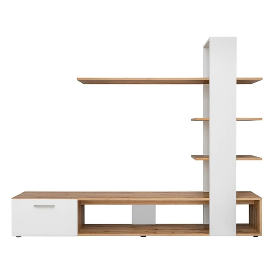 Eilat Wooden Entertainment Unit In Wotan Oak And White