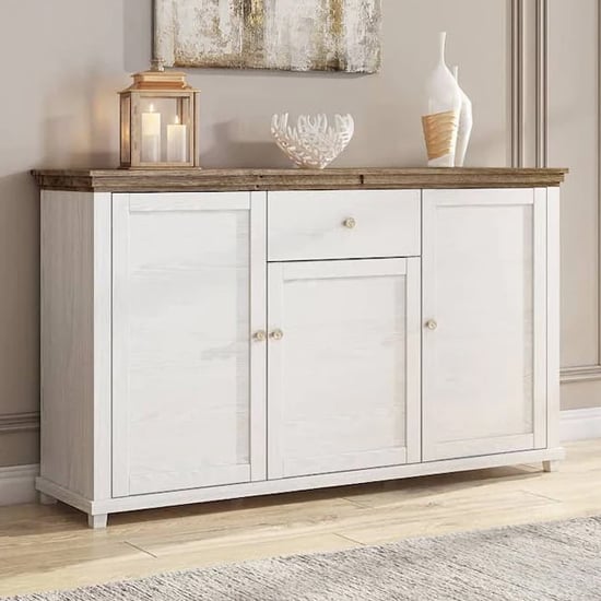 Eilat Wooden Sideboard With 3 Doors 1 Drawer In Abisko Ash