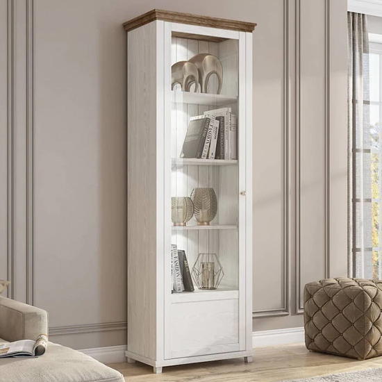 Read more about Eilat wooden tall display cabinet left in abisko ash and led
