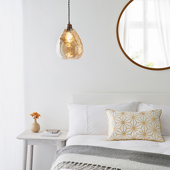 Eileen Glass Ceiling Pendant Light In Cognac Ripple_2