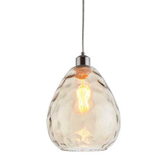 Eileen Glass Ceiling Pendant Light In Cognac Ripple