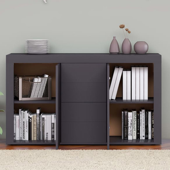 Einar High Gloss Sideboard With 2 Doors 4 Drawers In Grey_2