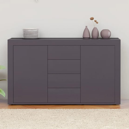 Einar High Gloss Sideboard With 2 Doors 4 Drawers In Grey_1