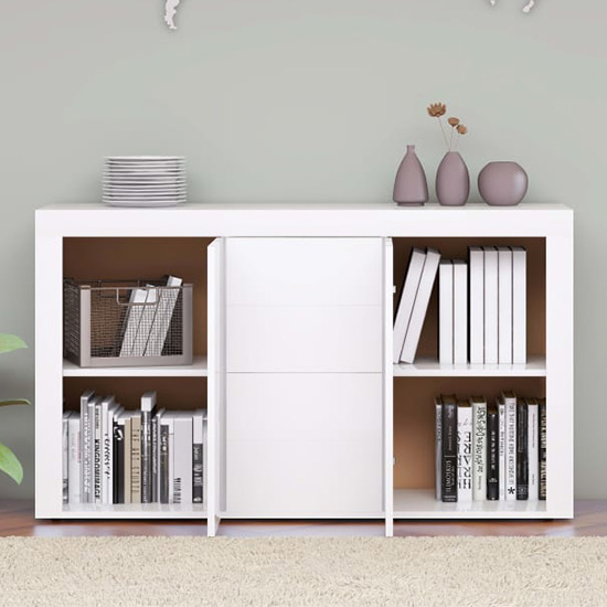 Einar High Gloss Sideboard With 2 Doors 4 Drawers In White_2