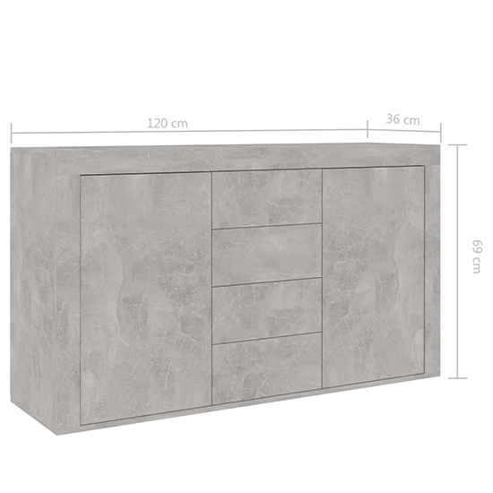 Einar Wooden Sideboard With 2 Door 4 Drawer In Concrete Effect_6