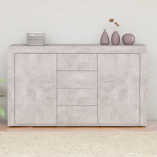 Product photograph of Einar Wooden Sideboard With 2 Door 4 Drawer In Concrete Effect from Furniture in Fashion