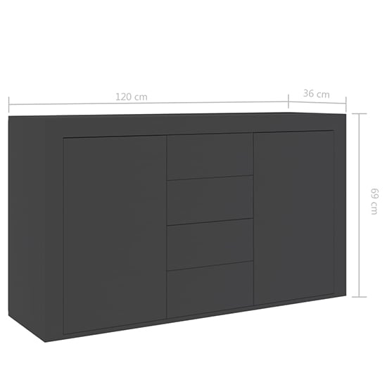 Einar Wooden Sideboard With 2 Doors 4 Drawers In Grey_6