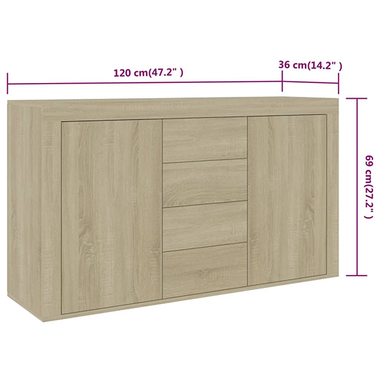 Einar Wooden Sideboard With 2 Doors 4 Drawers In Sonoma Oak_6