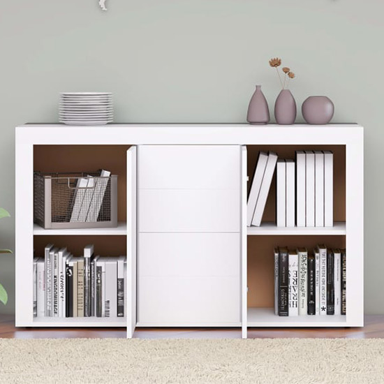 Einar Wooden Sideboard With 2 Doors 4 Drawers In White_2