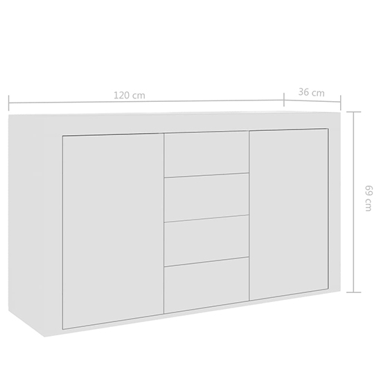 Einar Wooden Sideboard With 2 Doors 4 Drawers In White_6