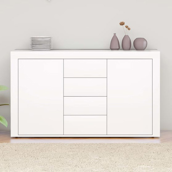 Einar Wooden Sideboard With 2 Doors 4 Drawers In White
