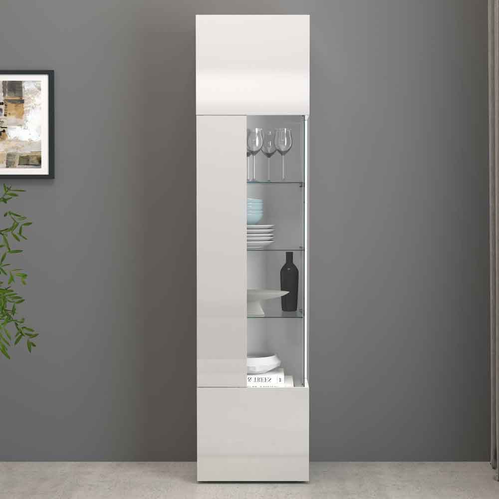 Eindhoven High Gloss Display Cabinet With 1 Glass Door In White