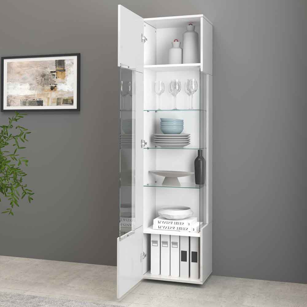Eindhoven High Gloss Display Cabinet With 1 Glass Door In White