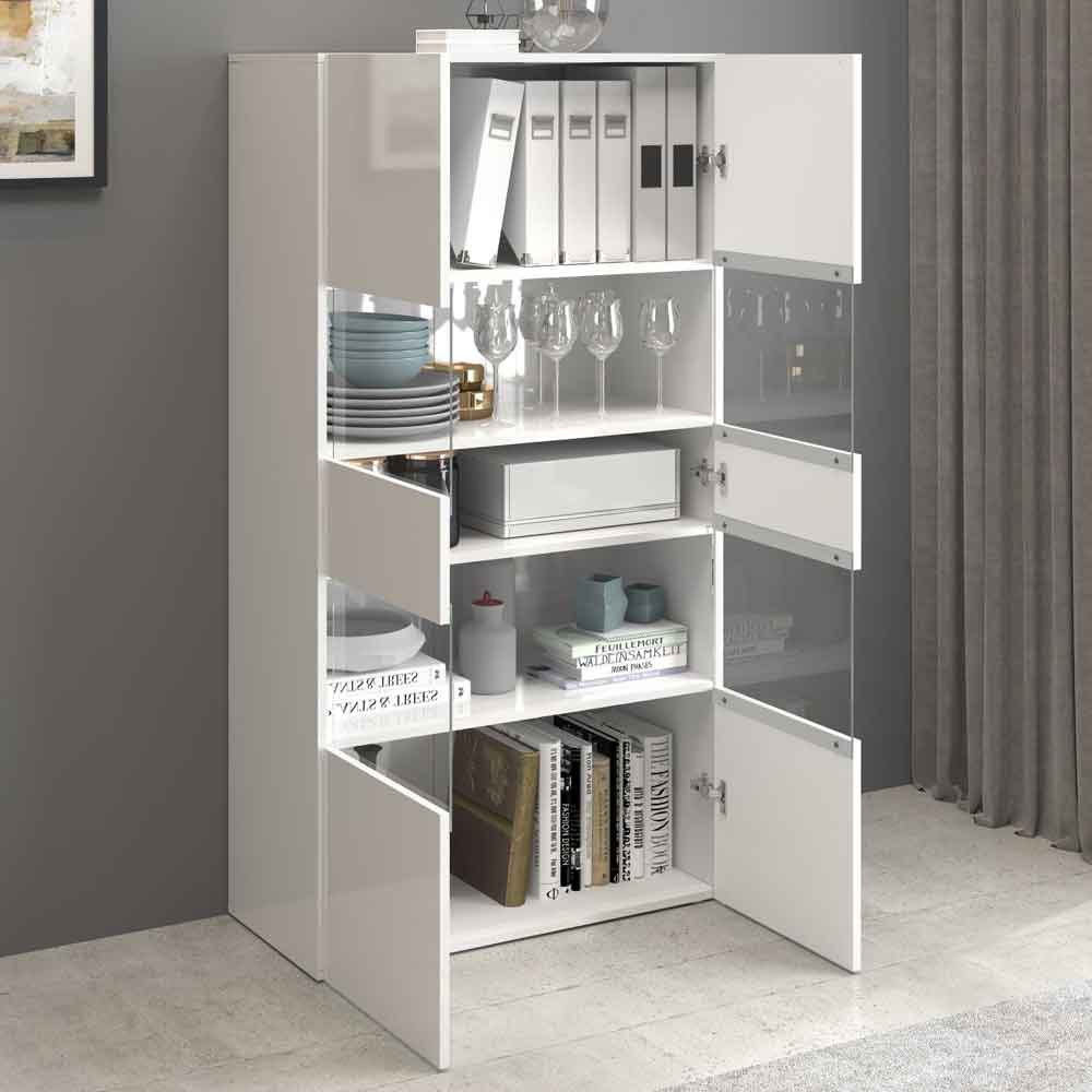 Eindhoven High Gloss Display Cabinet With 2 Glass Doors In White